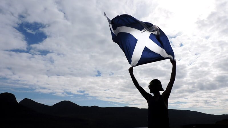 Scotland flag, skyline, shadow Craig, Stac Pollaidh, Craig, Ullapool Scotland_