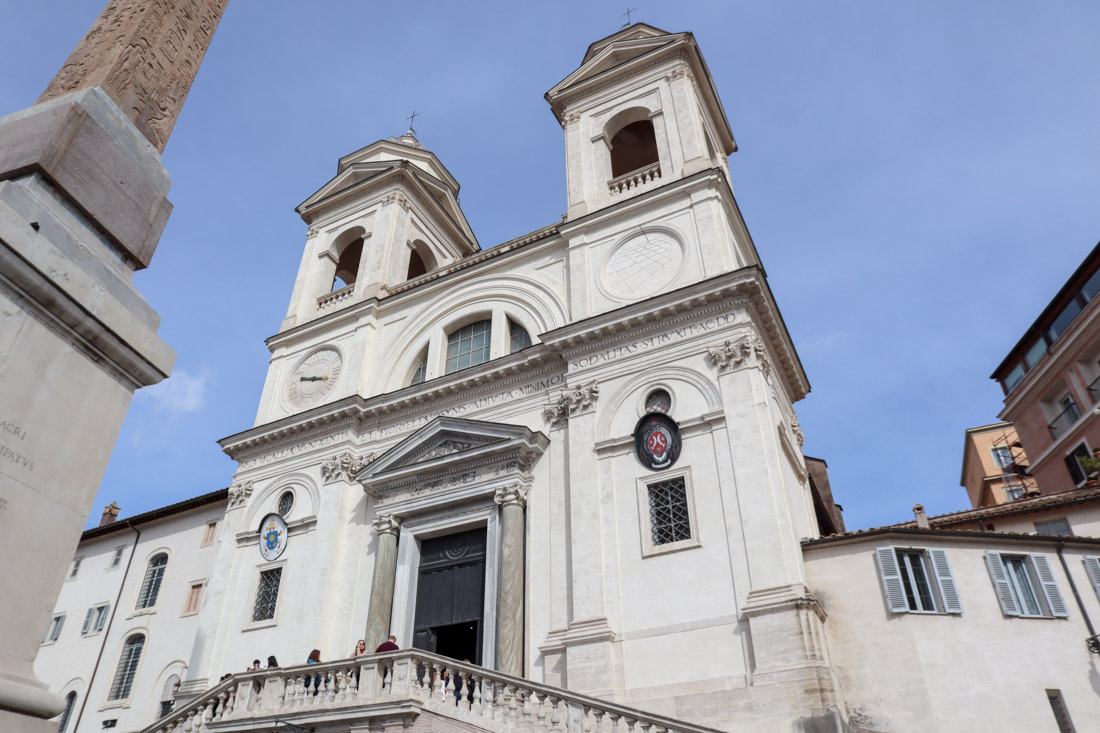 White building of Rinità dei Monti church Rome