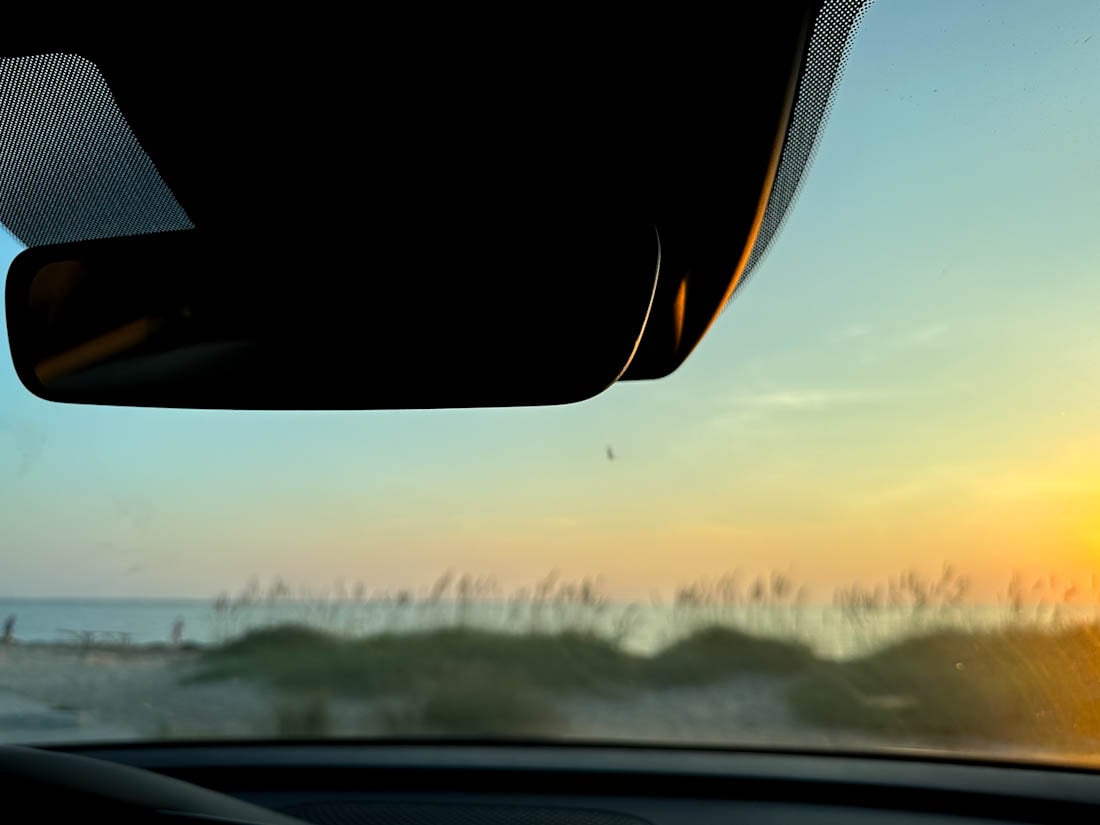 Sunset Haulover Day Use Area From Car Window Near Avon Outer Banks North Carolina