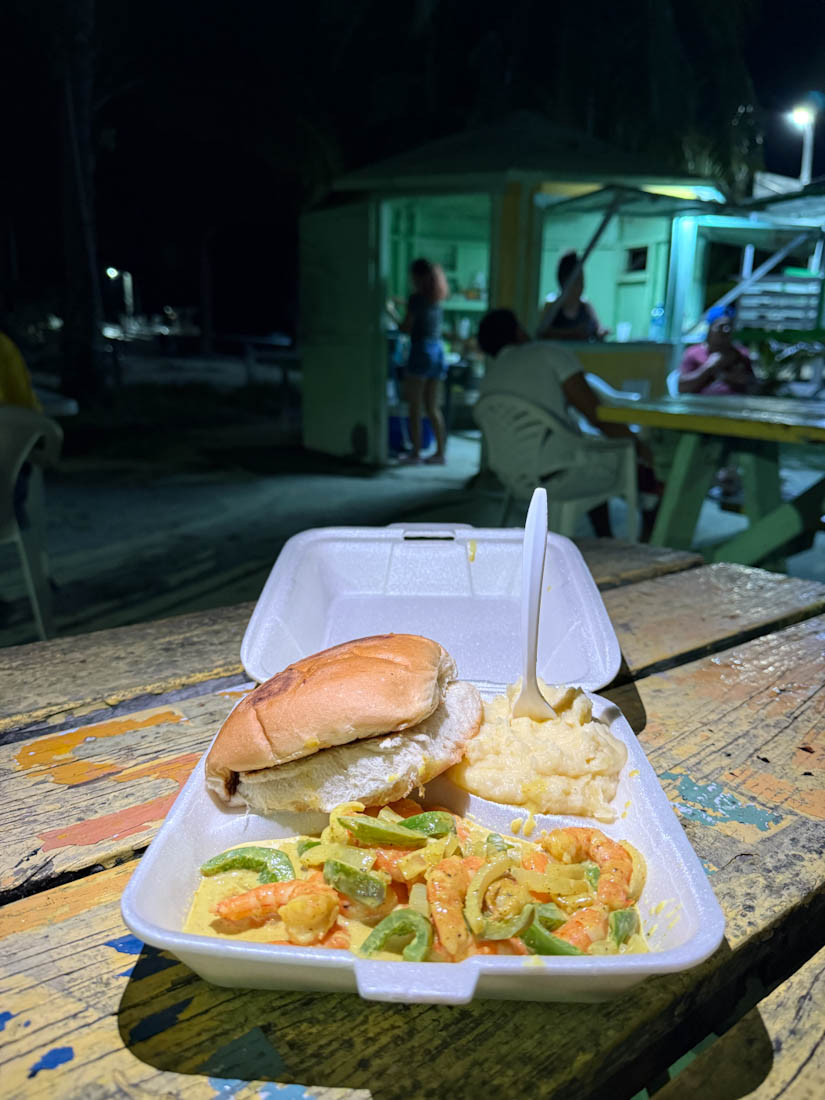 Curry in box at Fran’s Caye Caulker Belize