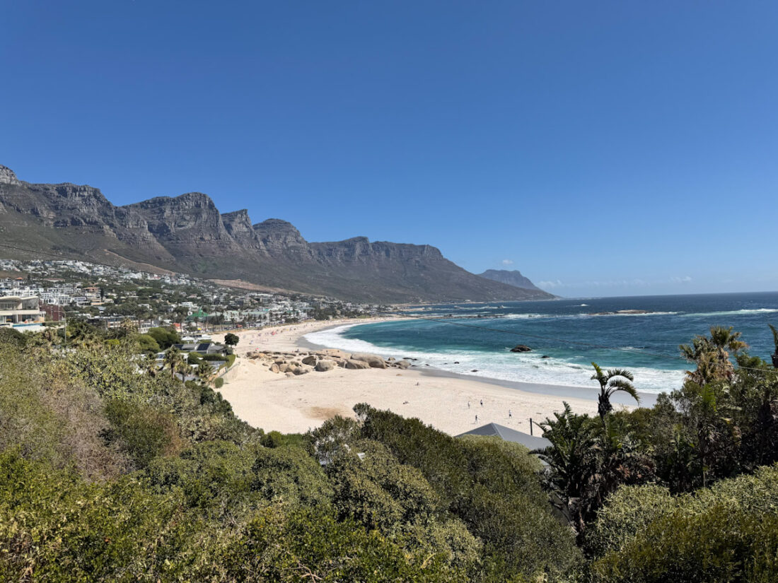 Camps Bay South Africa beach with mountain backdrop