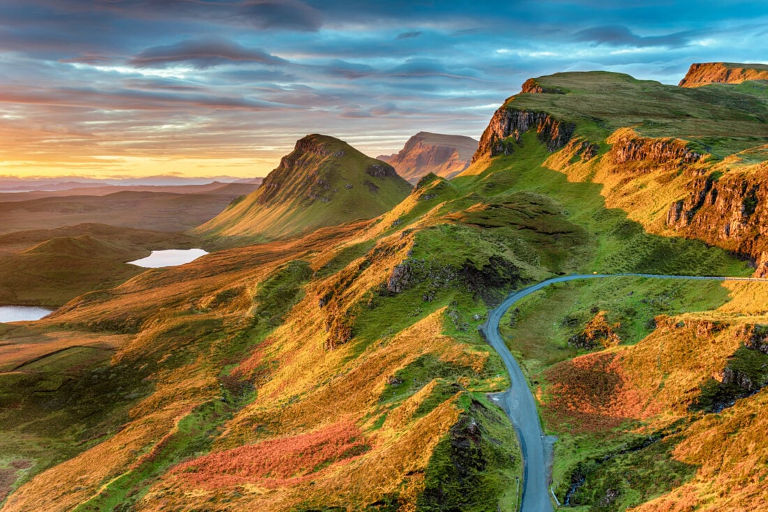Beautiful,Sunrise,Sky,Over,Rock,Formations,On,The,Quiraing,,An