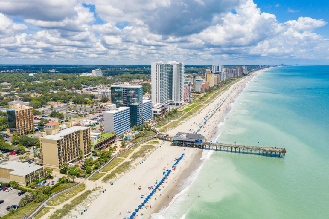 Biggest Mistakes Myrtle Beach Tourists Make And How to Avoid Them shutterstock 1481827004 | Two Scots Abroad Myrtle,Beach,Fishing,Pier,Atlantic,Ocean,Aerial,Photo