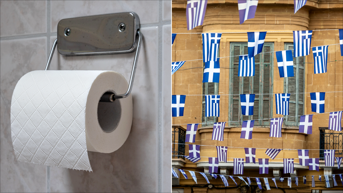 Toilet paper greece flush