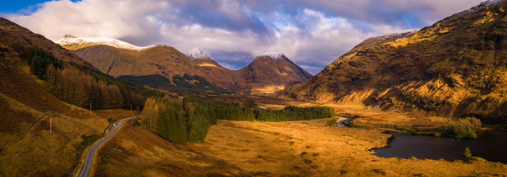 shutterstock 1564491790 | Two Scots Abroad Aerial view of Glen Etive and Loch Etive in the Scottish Highlands in autumn