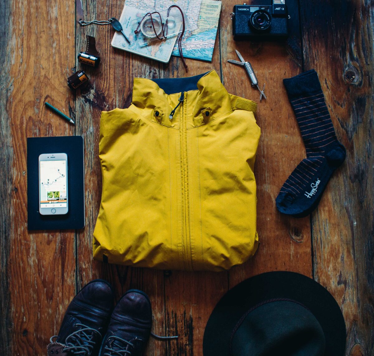 pexels 5531409 | Two Scots Abroad Exploration essentials: boots, map, camera, jacket for your next adventure.