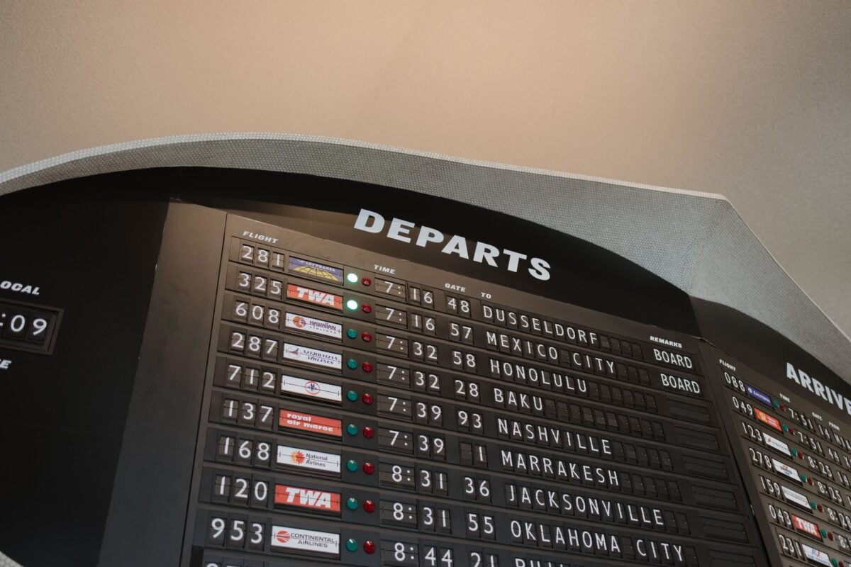 pexels 16739071 | Two Scots Abroad Close-up of airport departure board displaying flight details at JFK Airport, New York.