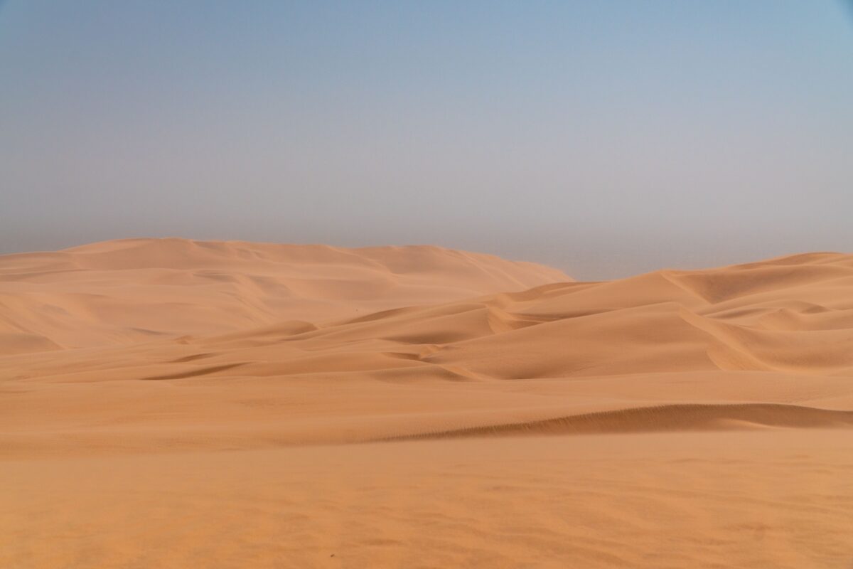 pexels 34175093 | Two Scots Abroad Serene sand dunes under a clear sky in the Namib Desert, showcasing natural beauty.