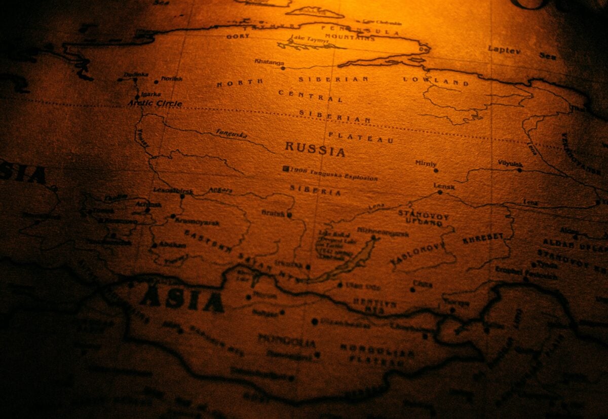 pexels 9494903 | Two Scots Abroad Close-up of an antiqued map highlighting Russia in a warm sepia tone.