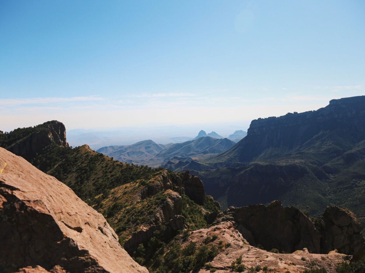 capture the breathtaking views of big bend national parks rugged mountain terrai | Two Scots Abroad Capture the breathtaking views of Big Bend National Park's rugged mountain terrain under a clear blue sky.