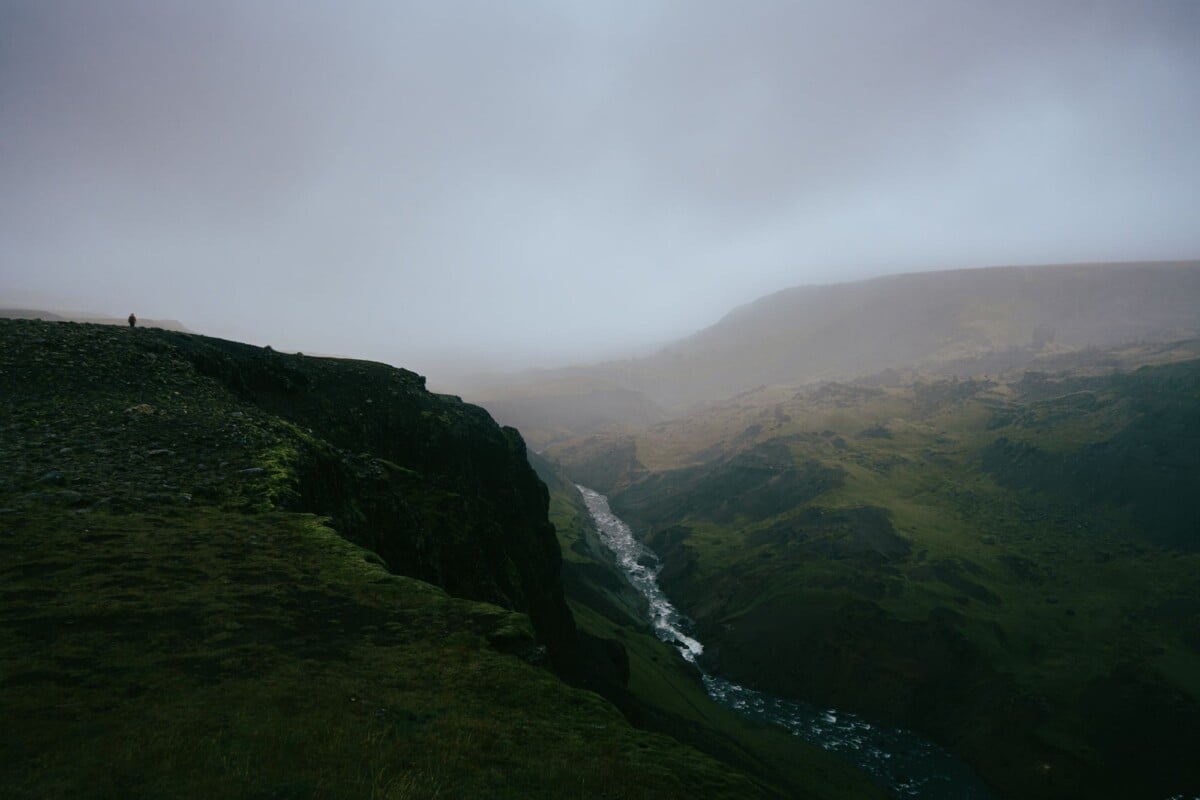 dramatic misty landscape of a river gorge in icelands skeida og gnupverjahreppur | Two Scots Abroad Dramatic misty landscape of a river gorge in Iceland's Skeiða- og Gnúpverjahreppur region.