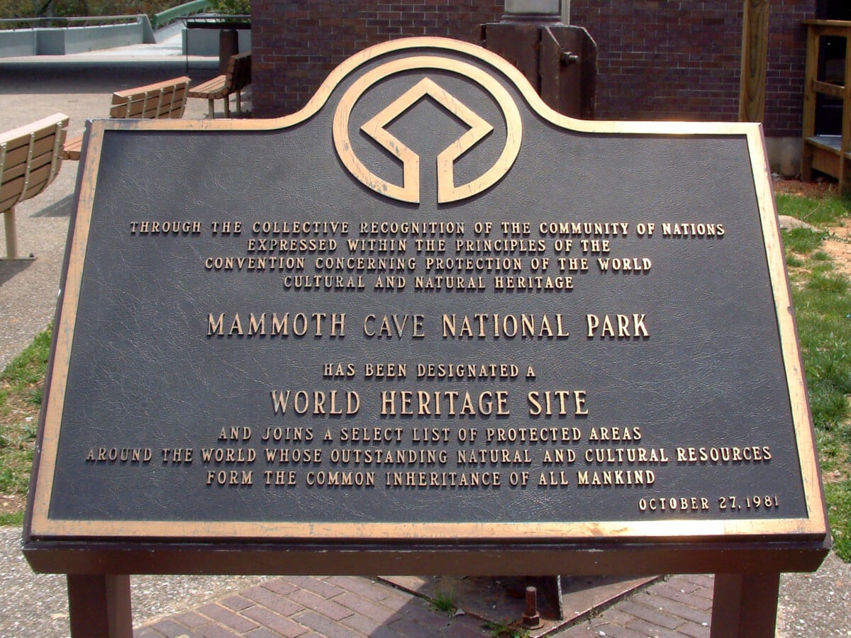 mammoth cave whs plaque the world heritage site plaque outside the visitor cente | Two Scots Abroad Mammoth Cave WHS plaque: The World Heritage Site plaque outside the Visitor Center at Mammoth Cave National Park in Kentucky . It reads: Through the collective recognition of the community of nations