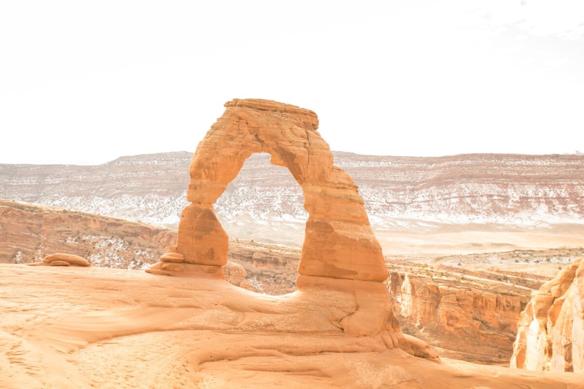 scenic view of the iconic delicate arch in arches national park utah under a cle | Two Scots Abroad Scenic view of the iconic Delicate Arch in Arches National Park, Utah, under a clear sky.