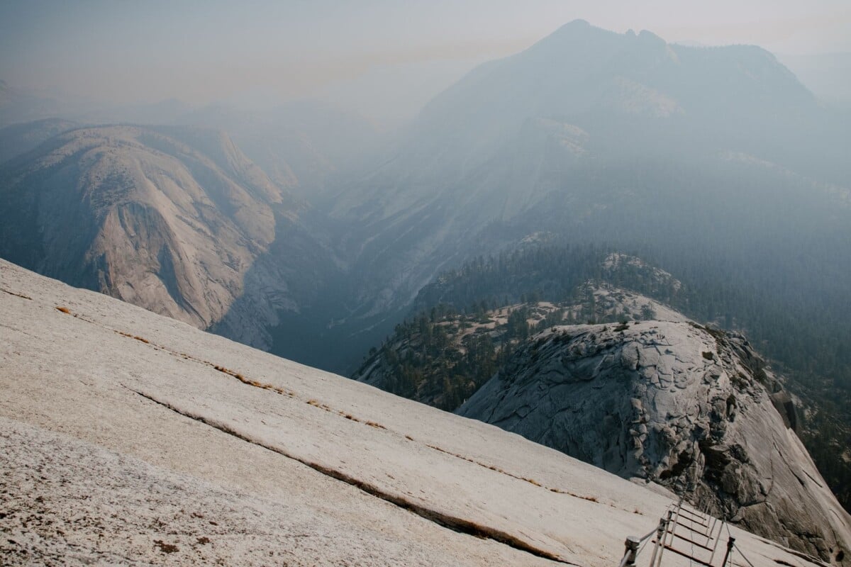 Stunning view from Half Dome in Yosemite National Park showcasing majestic landscapes.