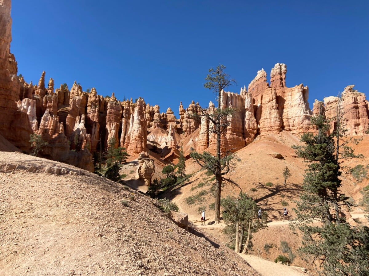 stunning view of sandstone formations under a clear blue sky at bryce canyon nat | Two Scots Abroad Stunning view of sandstone formations under a clear blue sky at Bryce Canyon National Park.