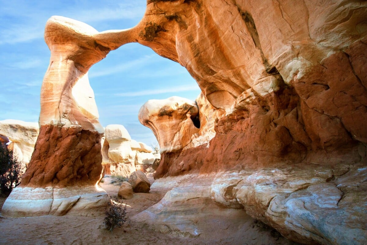 breathtaking view of a natural rock arch in utahs grand staircase escalante dese | Two Scots Abroad Breathtaking view of a natural rock arch in Utah's Grand Staircase-Escalante desert.