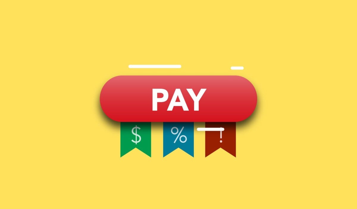 Illustration of dollar signs and payment symbols on a yellow background